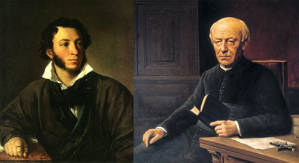 Aleksandr Poesjkin door Vasili Tropinin en Guido Gezelle door Hendrik De Graer