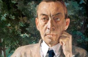 Portret van Sergej Rachmaninov door Konstantin Somov, 1925, fragment