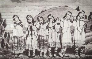 Le Sacre du Printemps, een ballet van Serge Diaghilevs Ballets Russes op muziek van Igor Stravinsky, 1913